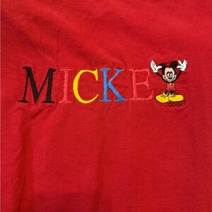 Vintage Disney Mickey Mouse Embroidered Red Shirt, M